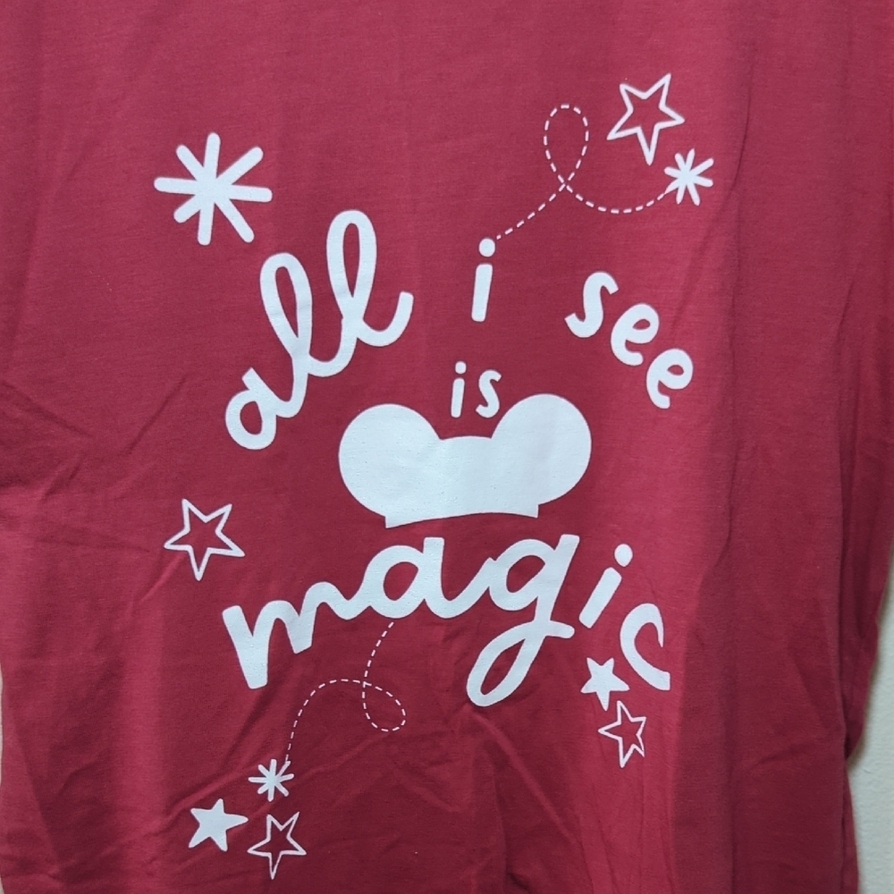 Elisabeth + Faith Disney T-Shirt Red "All I See is Magic" Mickey Ears Girls 10 - Picture 4 of 5